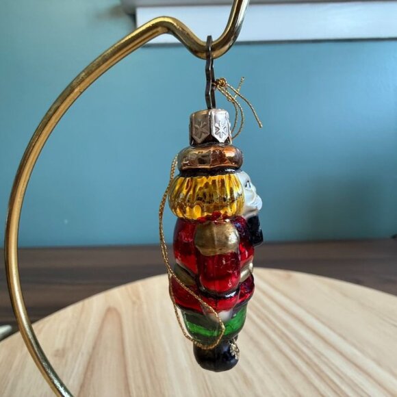 Vintage Handblown Glass Nutcracker Miniature Christmas Ornament With Gold String - Picture 2 of 7